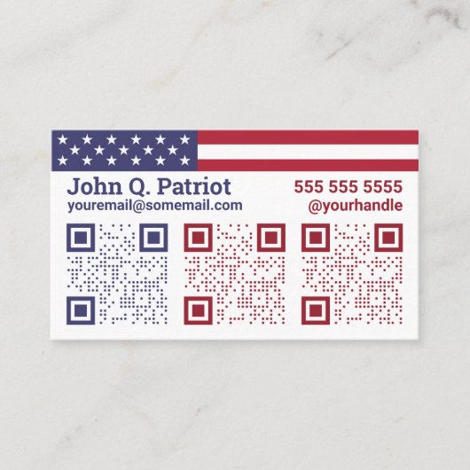 American Flag Triple QR Code Visitekaartje (Voorkant)