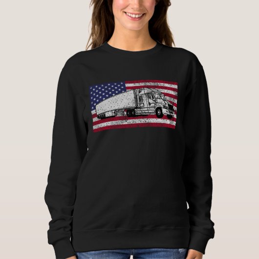 American Flag Truck Driver Distressed Big Rig Trui (Voorkant)