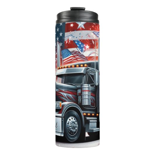American Flag Truck Dynamisch Patriottisme Thermosbeker (Voorkant)