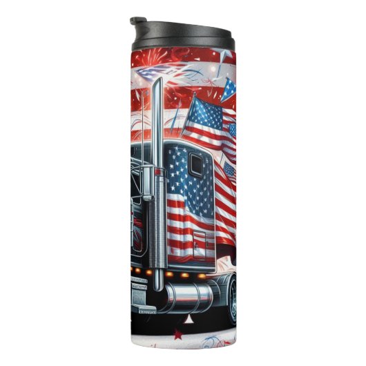 American Flag Truck Dynamisch Patriottisme Thermosbeker (Geroteerd rechts)