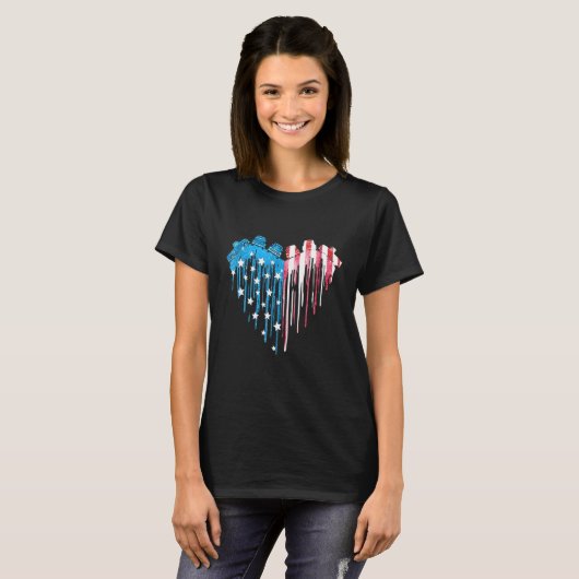 American Flag Truck Heart 4 van juli T-shirt (Voorkant volledig)