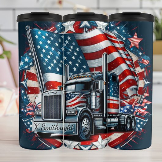 American Flag Truck Patriotic Emblem Thermosbeker