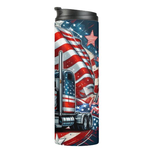 American Flag Truck Patriotic Emblem Thermosbeker (Geroteerd rechts)