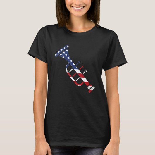 American Flag Trumpet Brass Musical Instrument Cla T-shirt (Voorkant)