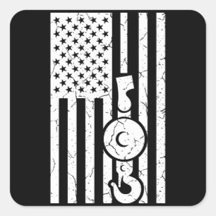 AMERICAN FLAG US FLAG Crane Operator Towing Truck Vierkante Sticker