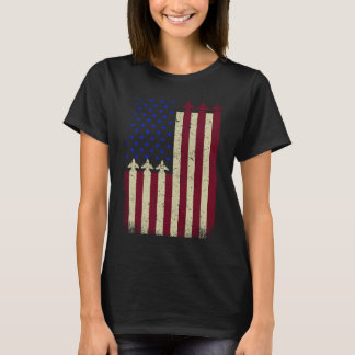 American Flag USA Airplane Jet Fighter Patriot 4th T-shirt