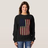 American Flag USA Airplane Jet Fighter Patriot 4th Trui (Voorkant volledig)
