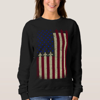 American Flag USA Airplane Jet Fighter Patriot 4th Trui