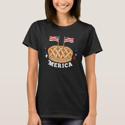 American Flag USA Apple Pie Merica 4th of July T-shirt (Voorkant)