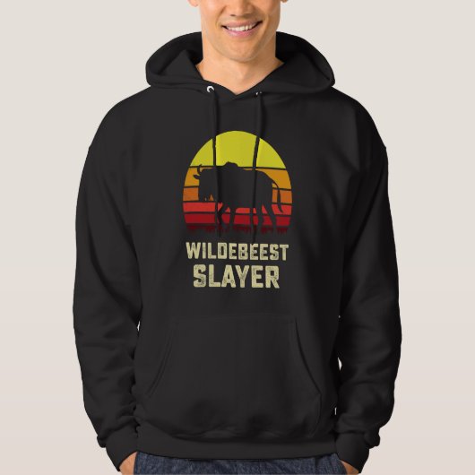 American Flag USA Blue Wildebeest Gnu Antelope Hun Hoodie (Voorkant)