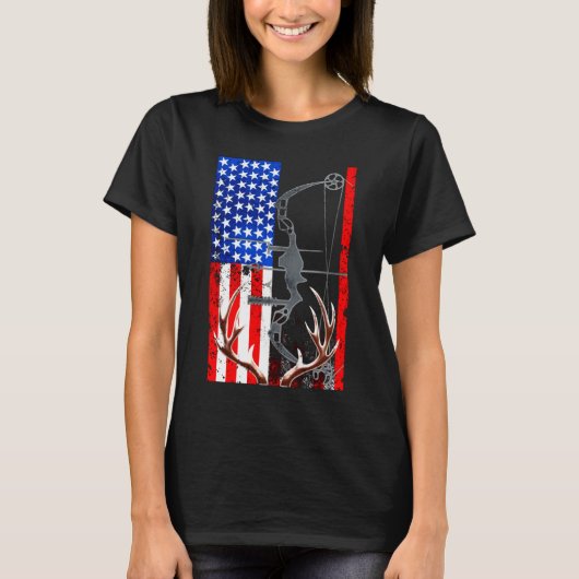 American Flag USA Hunter Bow T-shirt (Voorkant)