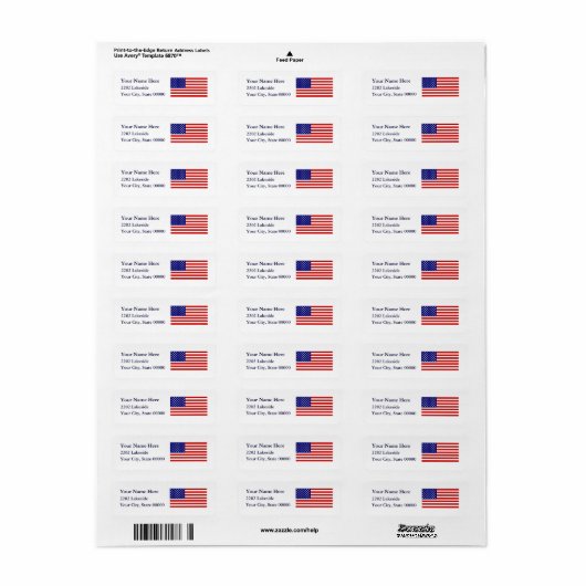 American Flag USA Return Address Label (Full Sheet)