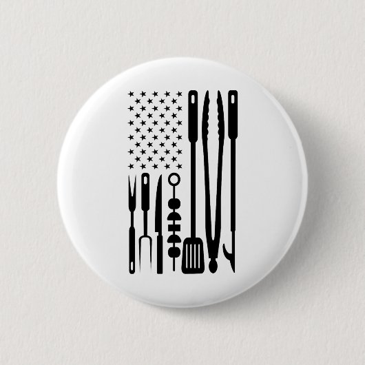 American Flag Utensil BBQ Tools Griller Pitmaster Ronde Button 5,7 Cm (Voorkant)