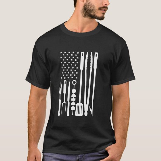 American Flag Utensil BBQ Tools Griller Pitmaster T-shirt (Voorkant)