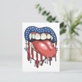 American Flag Vampire Lips T-Shirt Koffie Mok Briefkaart (Staand voorkant)