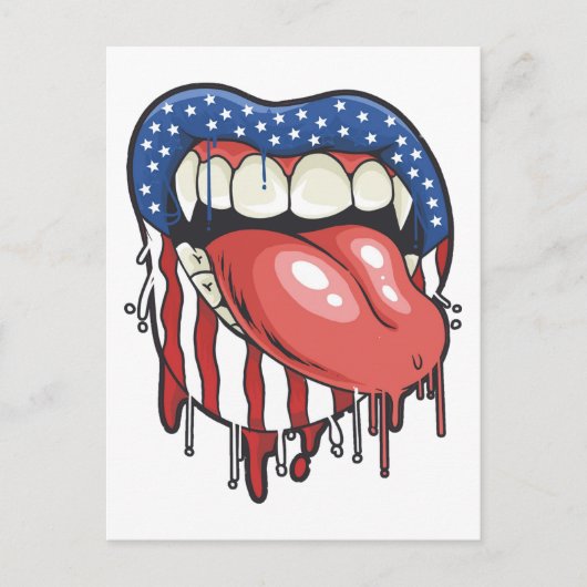 American Flag Vampire Lips T-Shirt Koffie Mok Briefkaart (Voorkant)