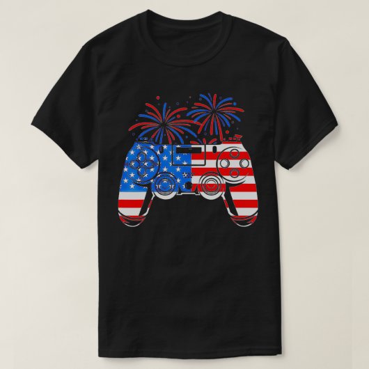 American Flag Video Game Controller Happy 4th of J T-shirt (Design voorkant)