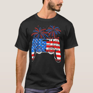 American Flag Video Game Controller Happy 4th of J T-shirt