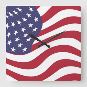 AMERICAN FLAG VIERKANTE KLOK
