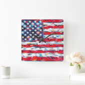 American Flag Vierkante Klok (Huis)
