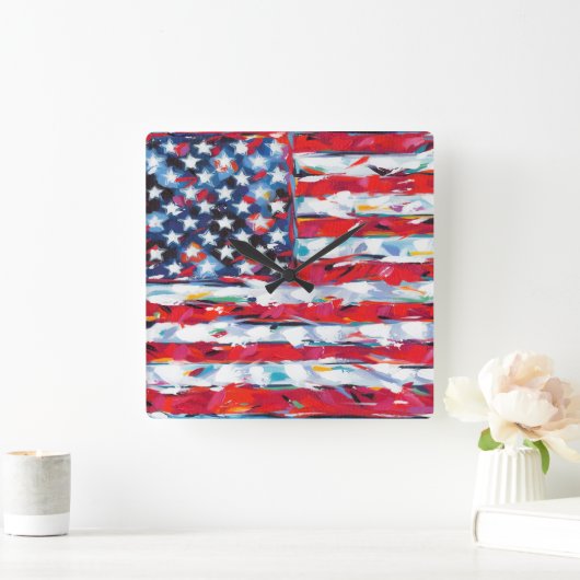 American Flag Vierkante Klok (Huis)
