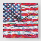 American Flag Vierkante Klok (Voorkant)