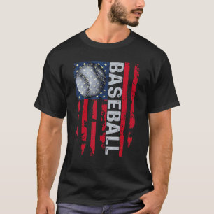 American Flag Vintage Baseball Flag Dad Mom Tee T-shirt