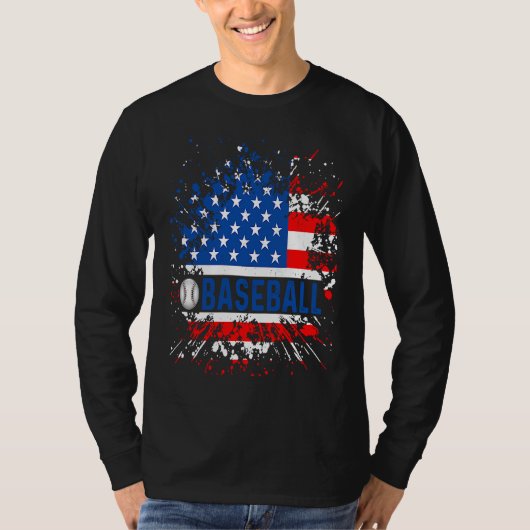 American Flag Vintage Baseball  Patriotic Baseball T-shirt (Voorkant)