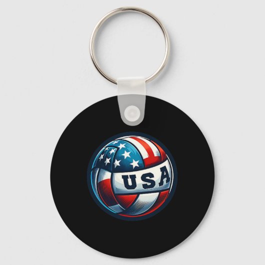 American Flag Volleybal Basketbal Patriottisch US Sleutelhanger (Voorkant)