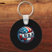 American Flag Volleybal Basketbal Patriottisch US Sleutelhanger (Voorkant)
