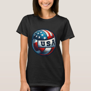 American Flag Volleybal Basketbal Patriottisch US T-shirt