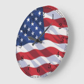 American Flag Wall Clock — Waving Flag Design Grote Klok (Hoek)