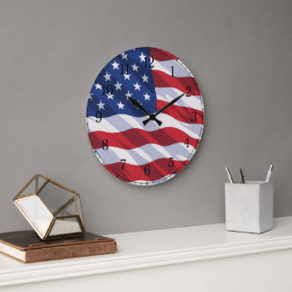 American Flag Wall Clock — Waving Flag Design Grote Klok