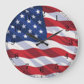 American Flag Wall Clock — Waving Flag Design Grote Klok (Voorkant)