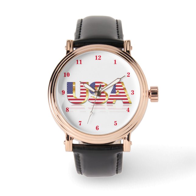 American Flag Watch USA Patriotic Horloge (Voorkant)
