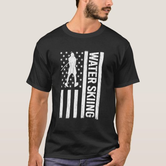 American Flag Water Skiing waterskiing USA men Wat T-shirt (Voorkant)