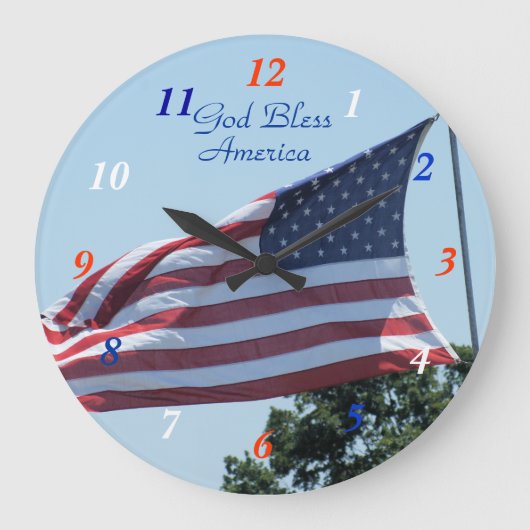 American Flag waving in the breeze- customize Grote Klok (Voorkant)