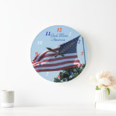 American Flag waving in the breeze- customize Grote Klok (Huis)