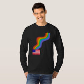 American Flag Wavy Rainbow ROYGBIV Pride in USA Ra T-shirt (Voorkant volledig)