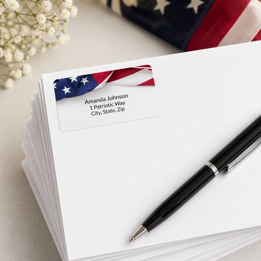 American Flag Wedding Return Address Labels
