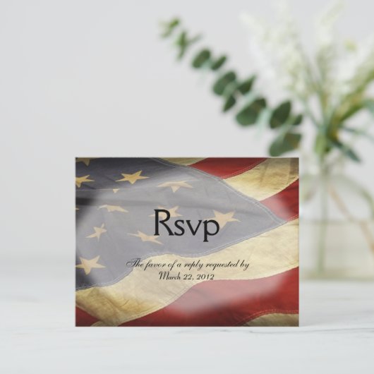 American Flag Wedding RSVP Dinner Choices Briefkaa Uitnodiging Briefkaart (Staand voorkant)