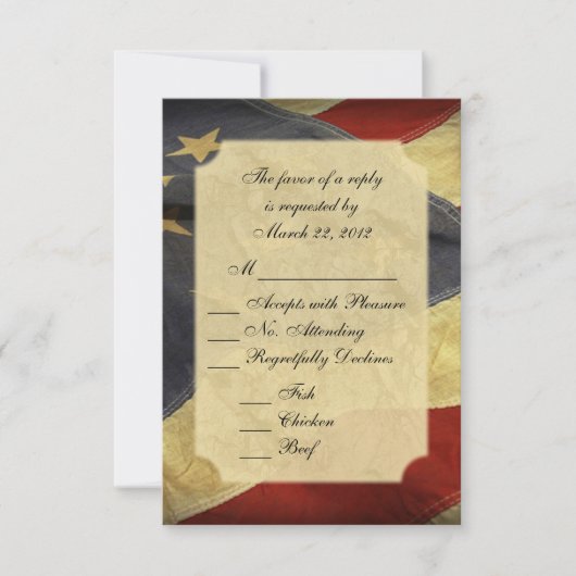 American Flag Wedding RSVP met Menu (Voorkant)