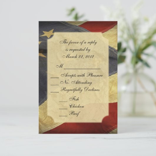 American Flag Wedding RSVP met Menu (Staand voorkant)