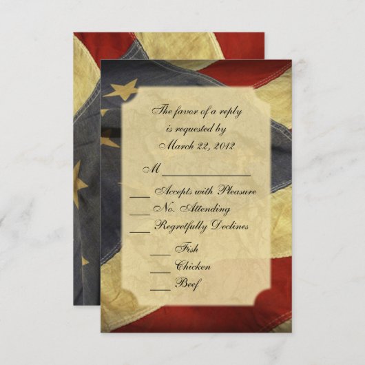 American Flag Wedding RSVP met Menu (Voorkant / Achterkant)