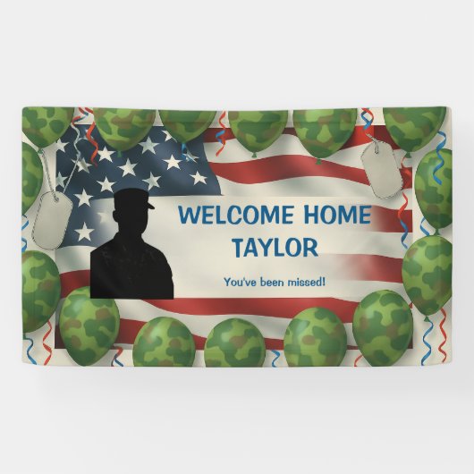 American Flag Welcome Home Banner Custom Military (Horizontaal)