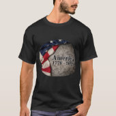 American Flag with "1776 - 2026" on gray marble T-shirt (Voorkant)