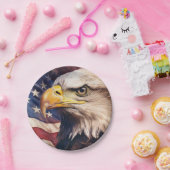 American Flag with Bald Eagle Head Papieren Bordje (Feest)