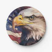American Flag with Bald Eagle Head Papieren Bordje (Voorkant)