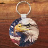 American Flag with Bald Eagle Head Sleutelhanger (Voorkant)