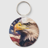 American Flag with Bald Eagle Head Sleutelhanger (Achterkant)